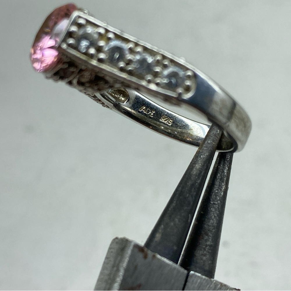 Sterling Silver 925 ADI Pink CZ Ring With CZ Accents Size 7 - Picture 14 of 14
